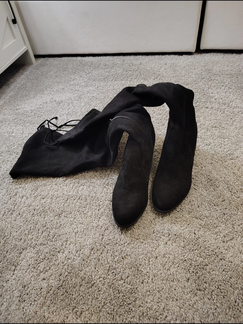 Unisa Black Over-the-Knee Suede Block Heel Boots